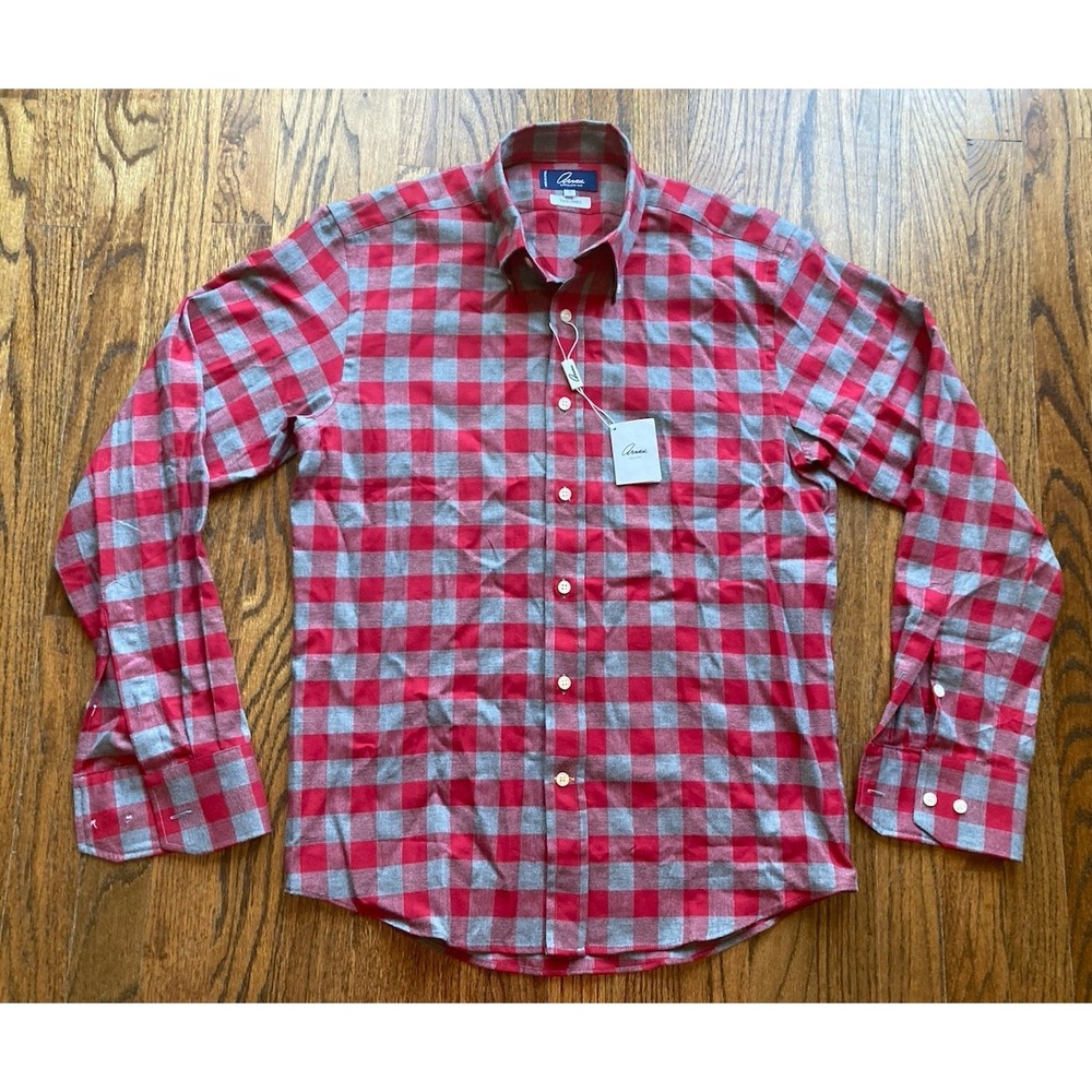 NWT ARNAU Barcelona Shirt Mens Small Long Sleeve Button Plaid Red Cotton $175